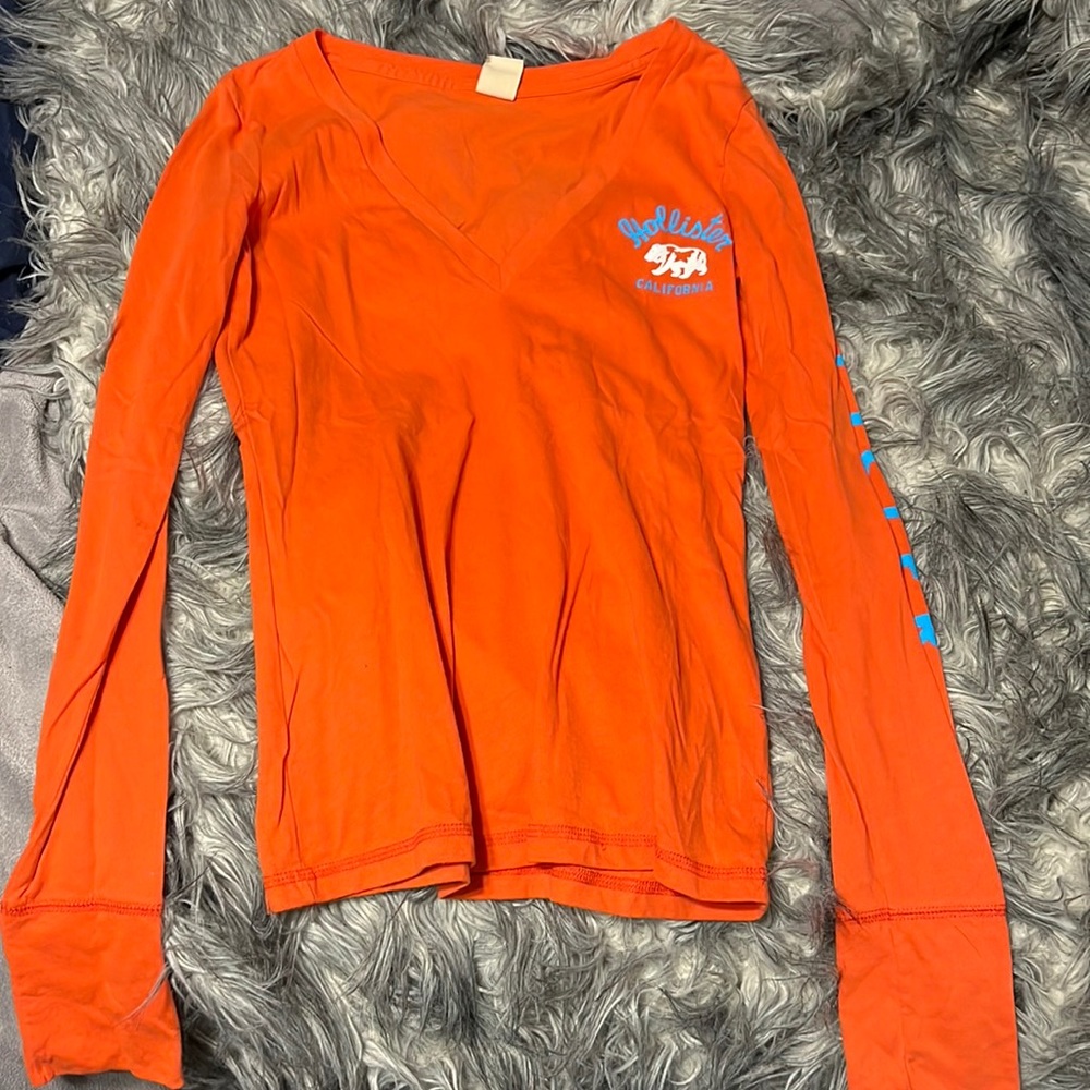 Orange Hollister V neck